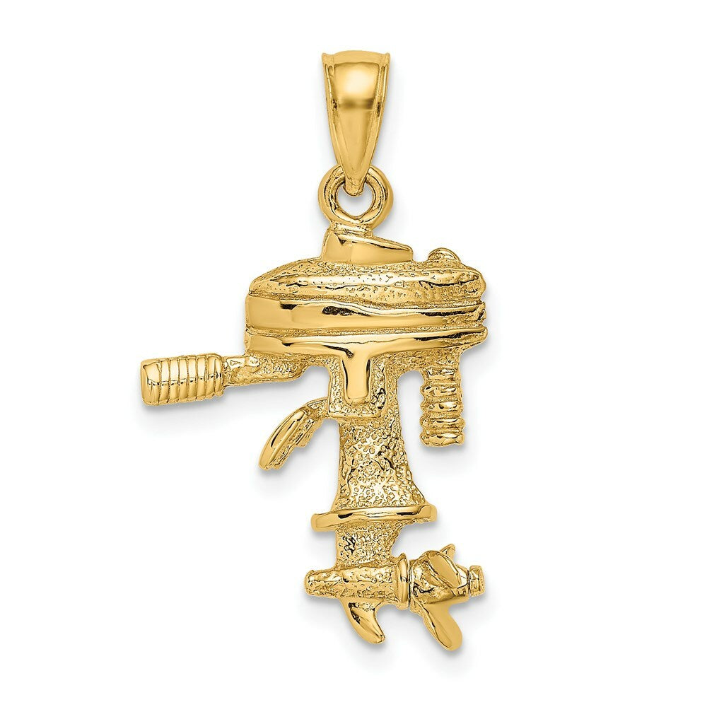 14K Yellow Gold 3-D Moveabel BOAT ENGINE Charm Pendant
