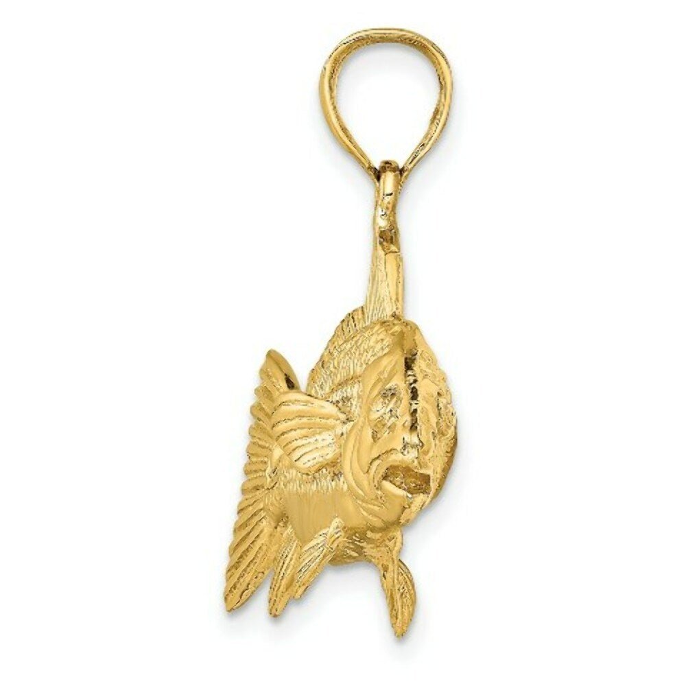 14K Yellow Gold 3-D Red Fish Charm Pendant