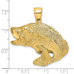Load image into Gallery viewer, 14K Yellow Gold 2-D Bass Fish Jumping Charm Pendant
