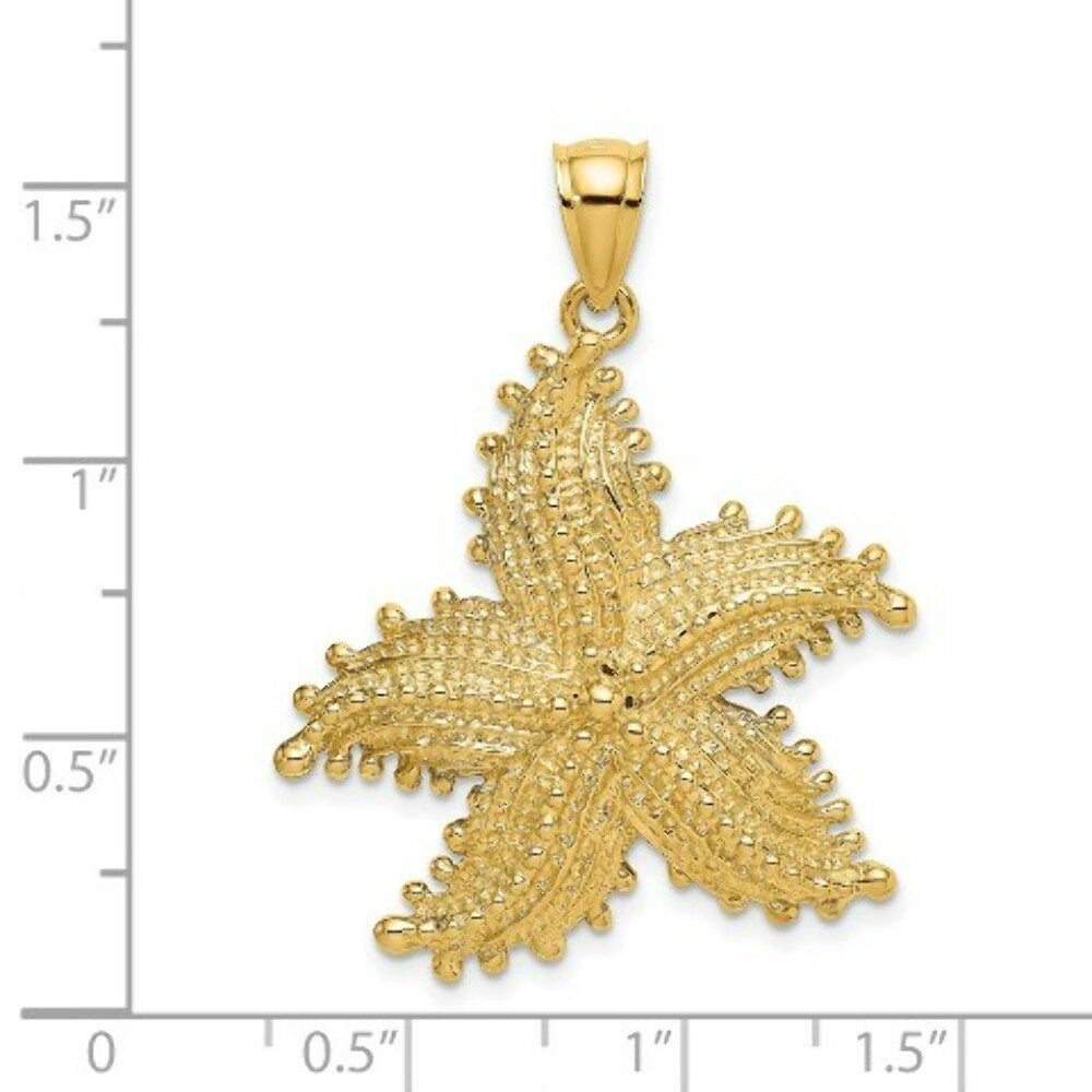14K Yellow Gold 2-D Starfish Charm Pendant