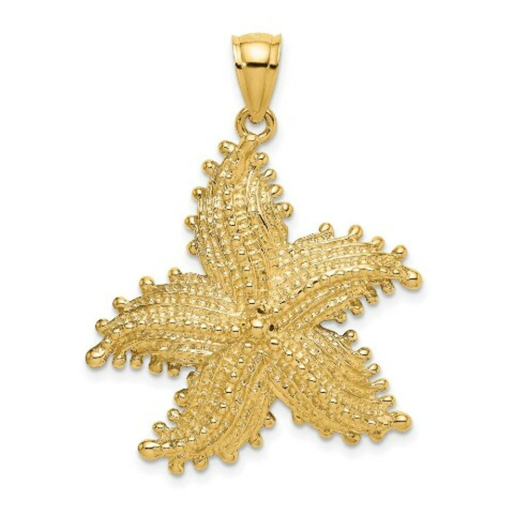 14K Yellow Gold 2-D Starfish Charm Pendant