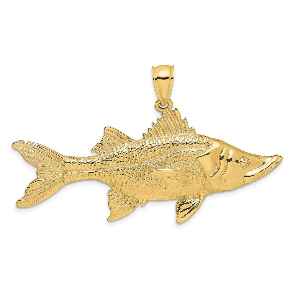 14K Yellow Gold 3-D Tarpon Fish Charm Pendant