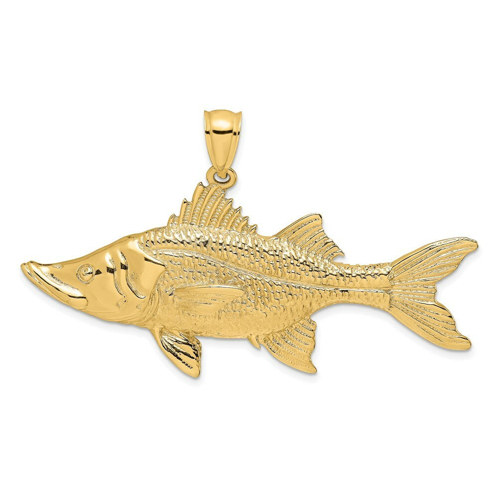 14K Yellow Gold 3-D Tarpon Fish Charm Pendant