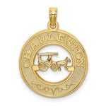 Load image into Gallery viewer, 14K Yellow Gold CHARLESTON Round Frame With Horse &amp; Cart Charm Pendant
