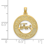 Load image into Gallery viewer, 14K Yellow Gold CHARLESTON Round Frame With Horse &amp; Cart Charm Pendant
