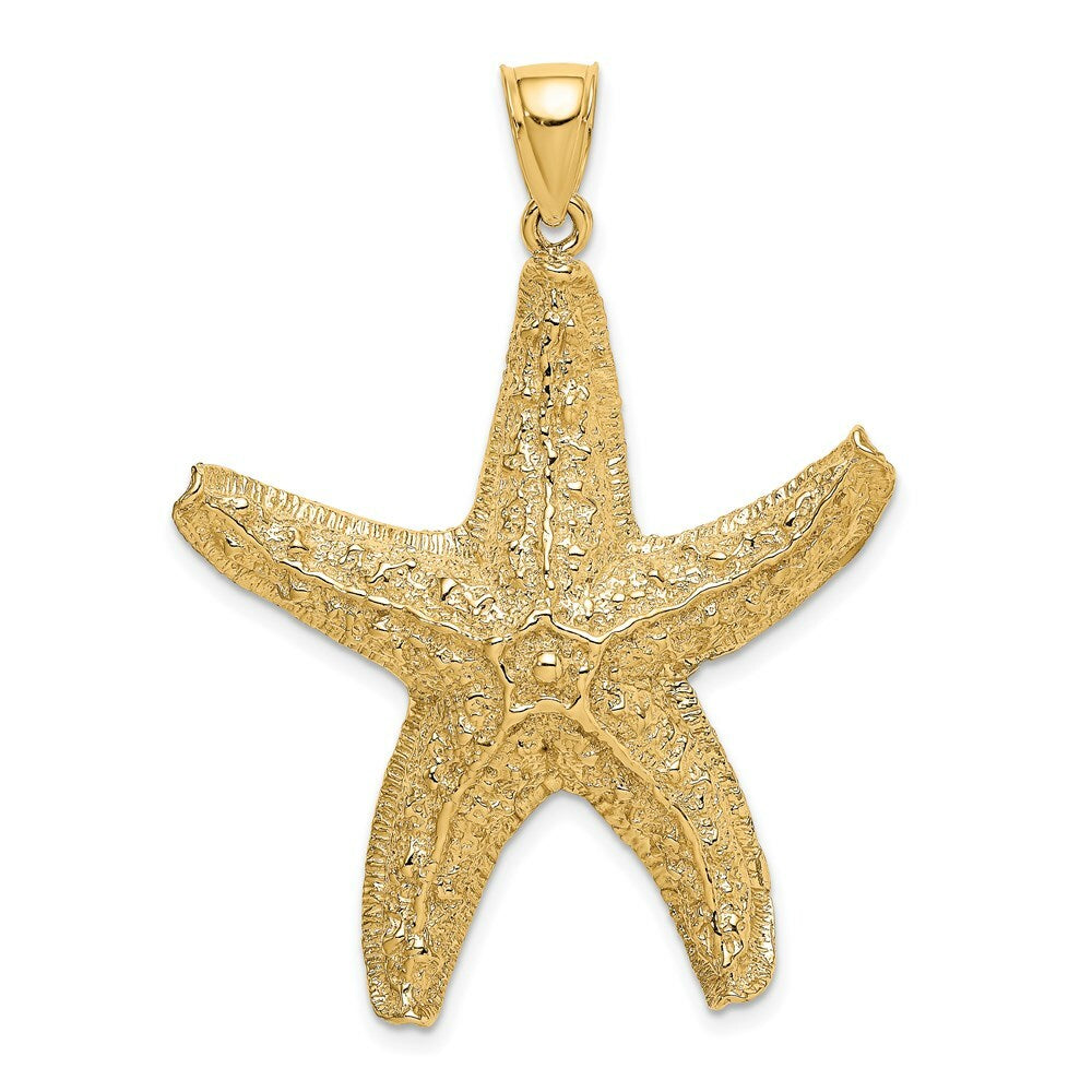 14K Yellow Gold Textured LARGE Starfish Charm Pendant