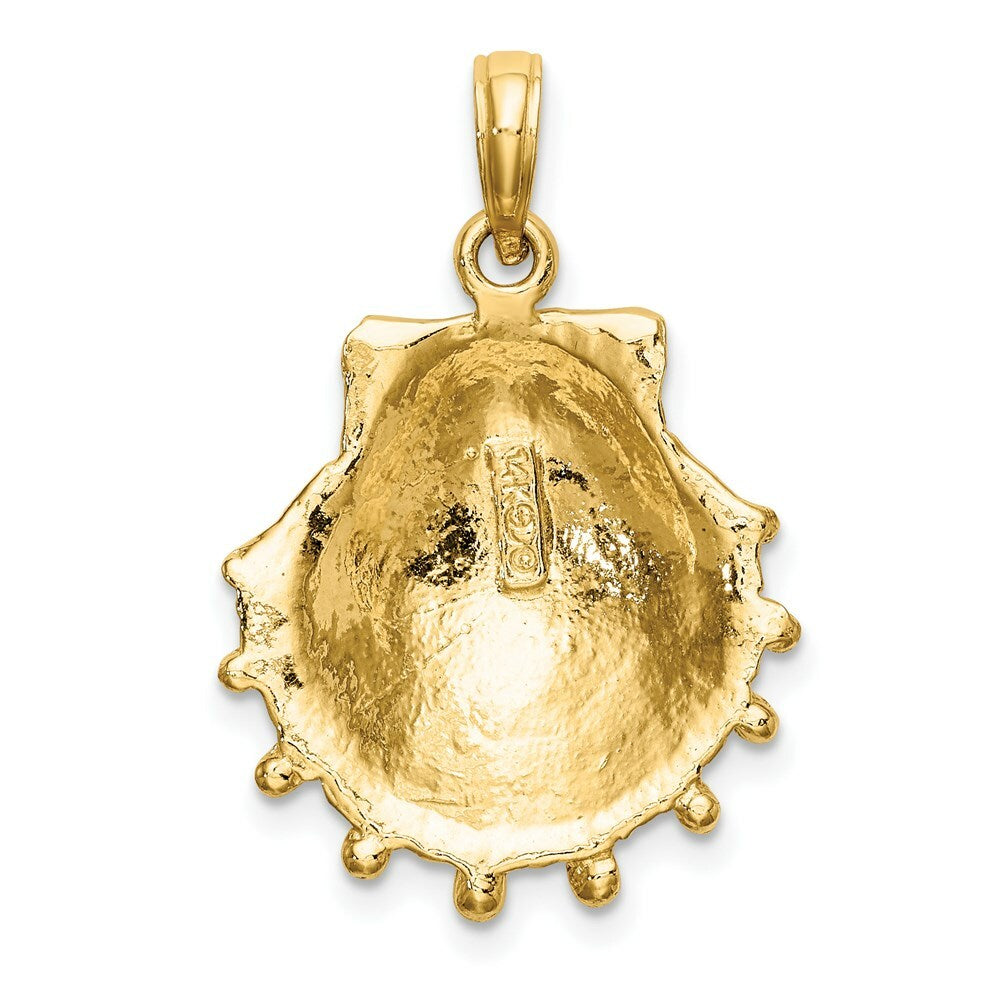 14K Yellow Gold Lions Paw Shell Charm Pendant