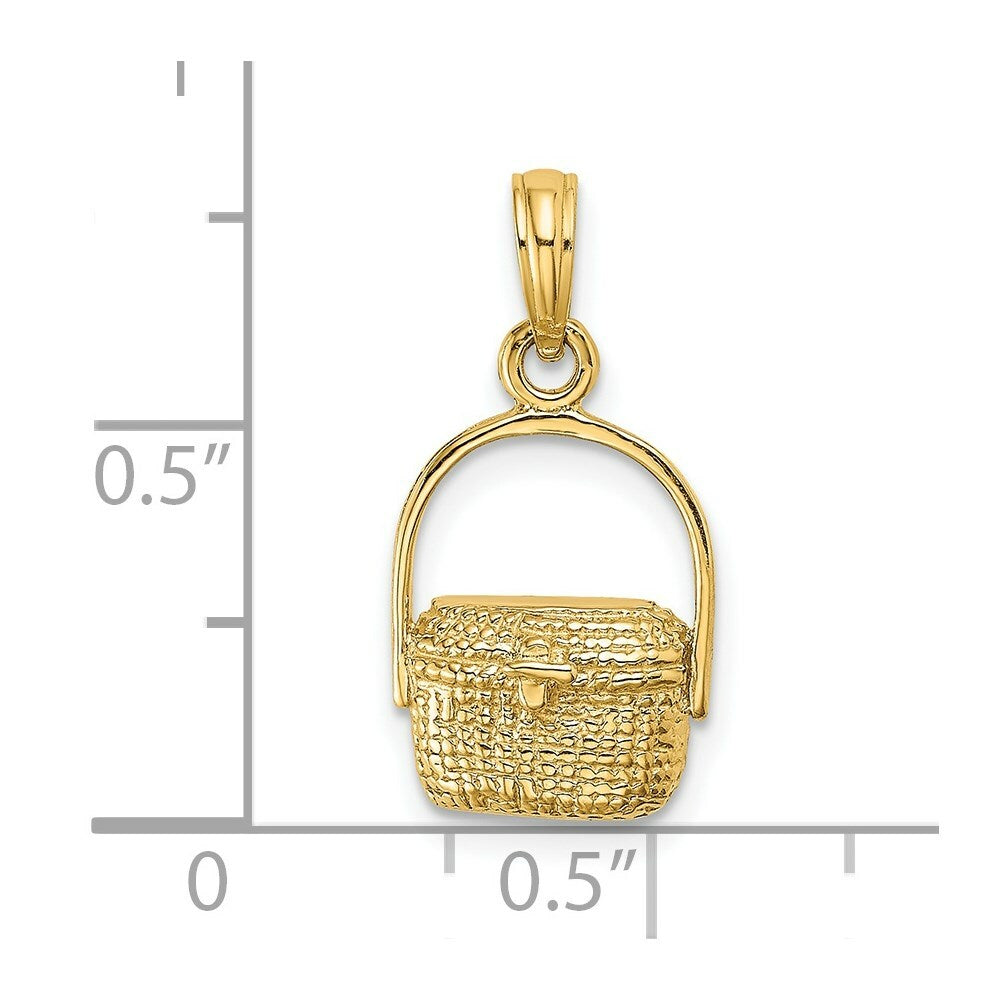 14K Yellow Gold 2-D NANTUCKET BASKET Charm Pendant