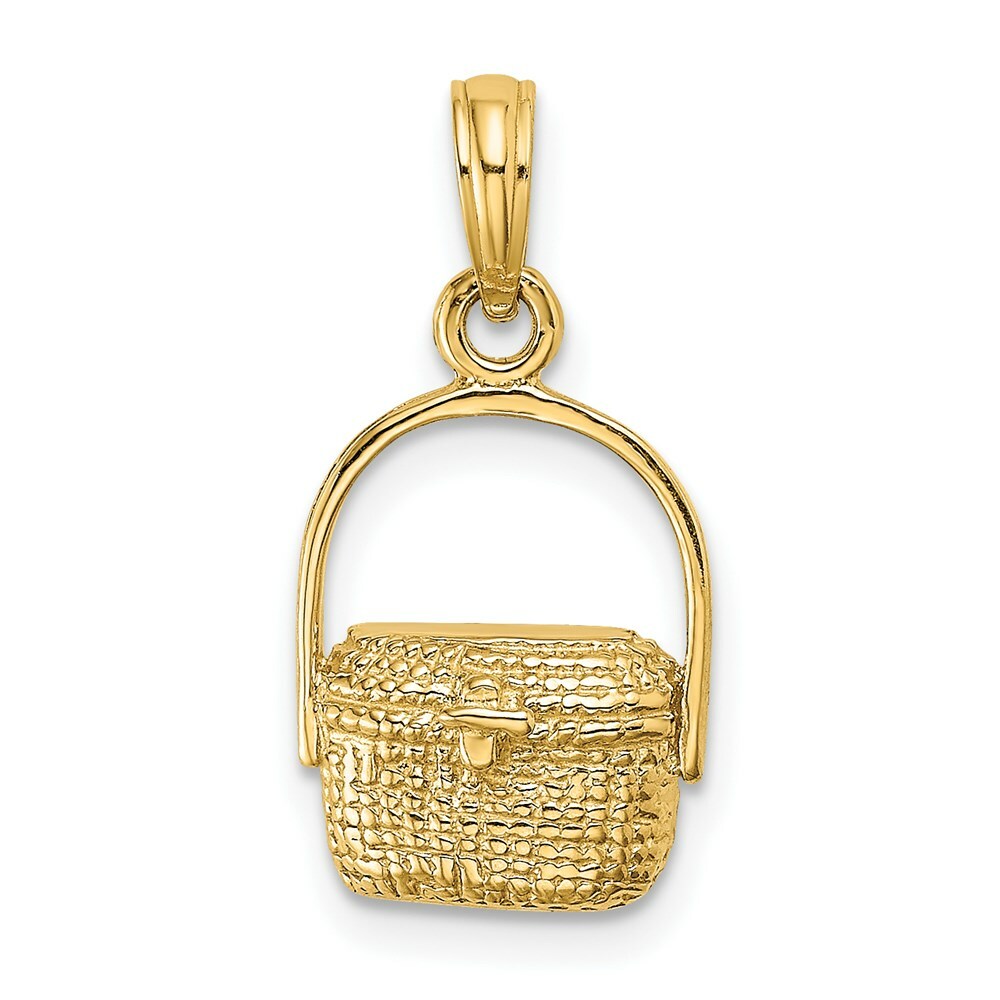 14K Yellow Gold 2-D NANTUCKET BASKET Charm Pendant