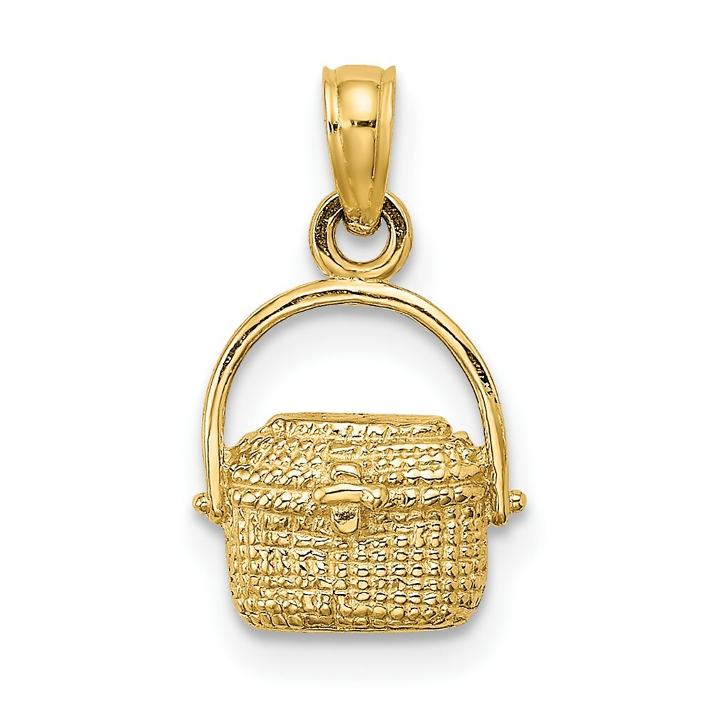 14K Yellow Gold 2-D NANTUCKET BASKET Charm Pendant