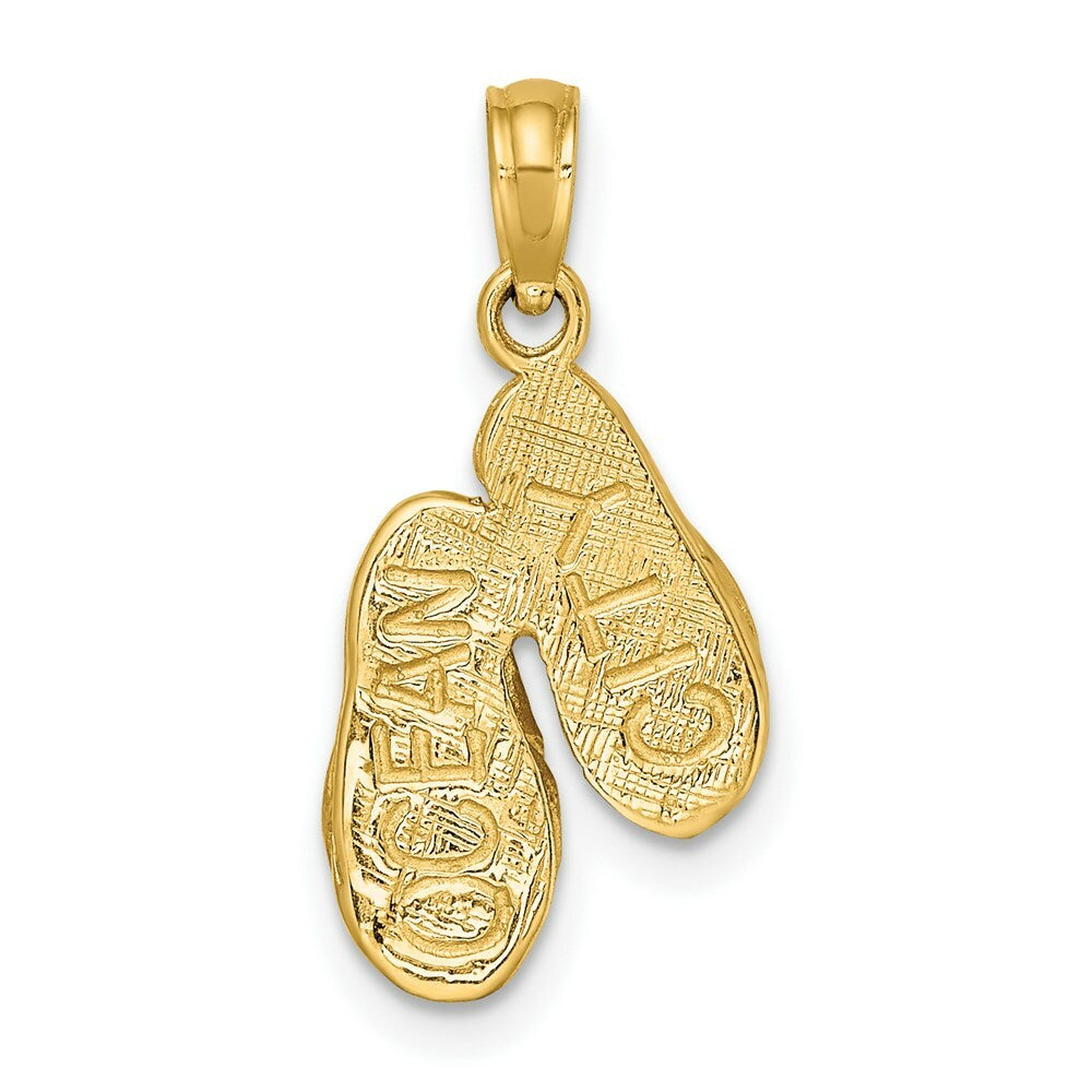 14K Yellow Gold OCEAN CITY DOUBLE FLIP-FLOP Charm Pendant