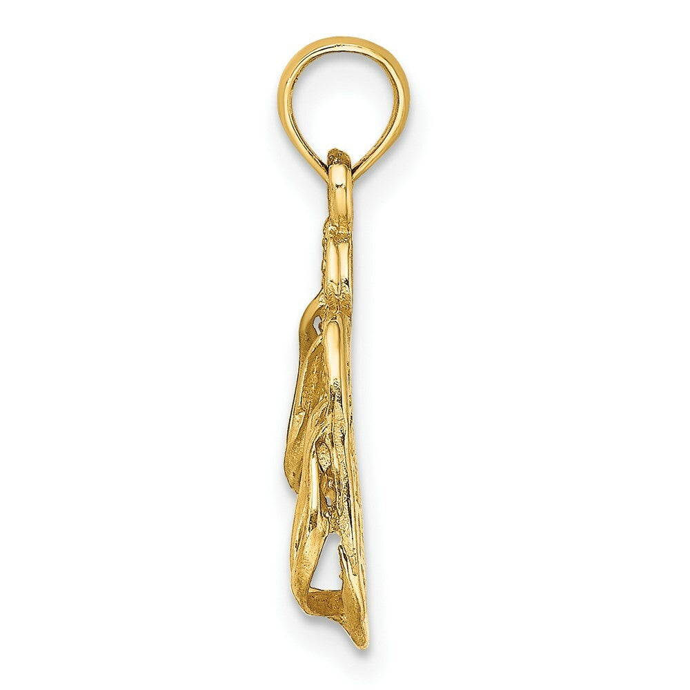 14K Yellow Gold OCEAN CITY DOUBLE FLIP-FLOP Charm Pendant