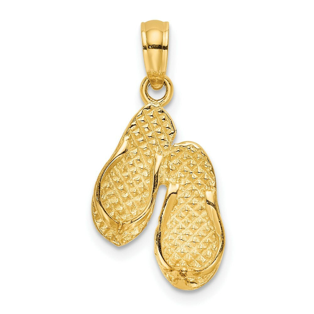 14K Yellow Gold OCEAN CITY DOUBLE FLIP-FLOP Charm Pendant