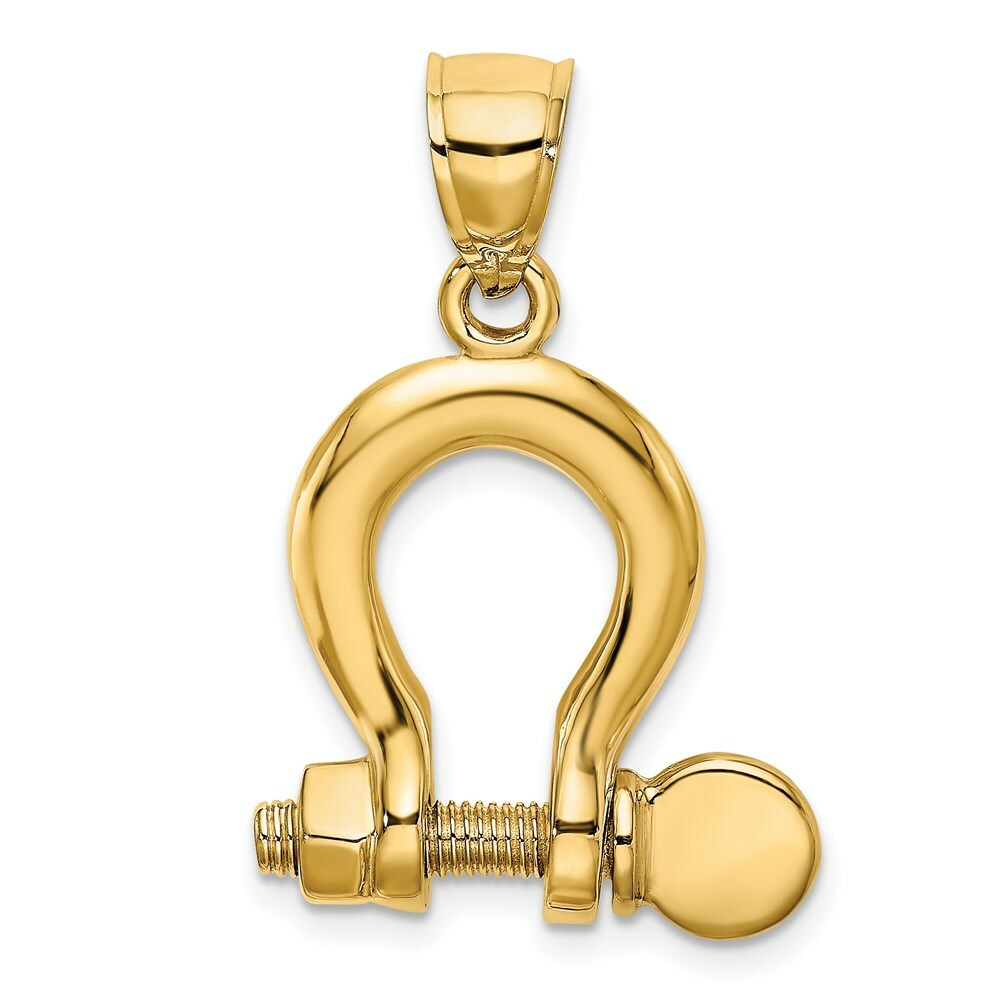 14K Yellow Gold 3-D Large Shackle Charm Pendant