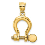 Load image into Gallery viewer, 14K Yellow Gold 3-D Large Shackle Charm Pendant
