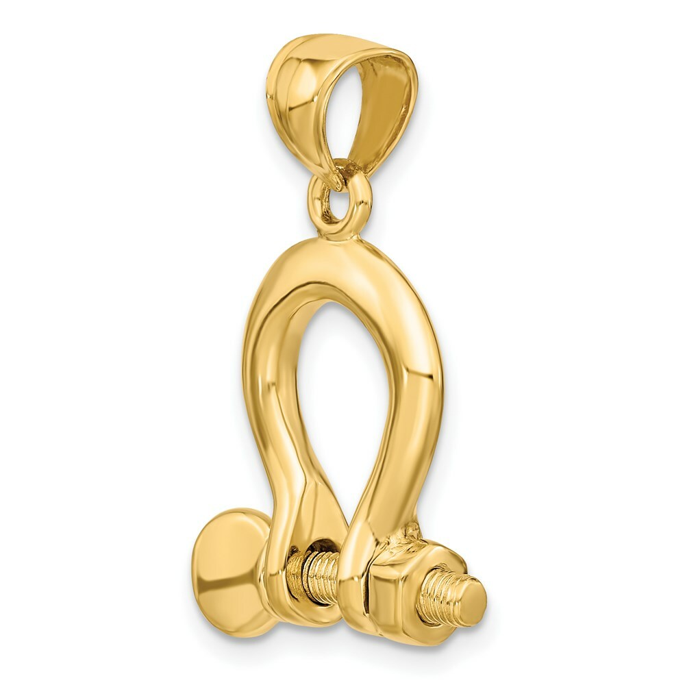 14K Yellow Gold 3-D Large Shackle Charm Pendant