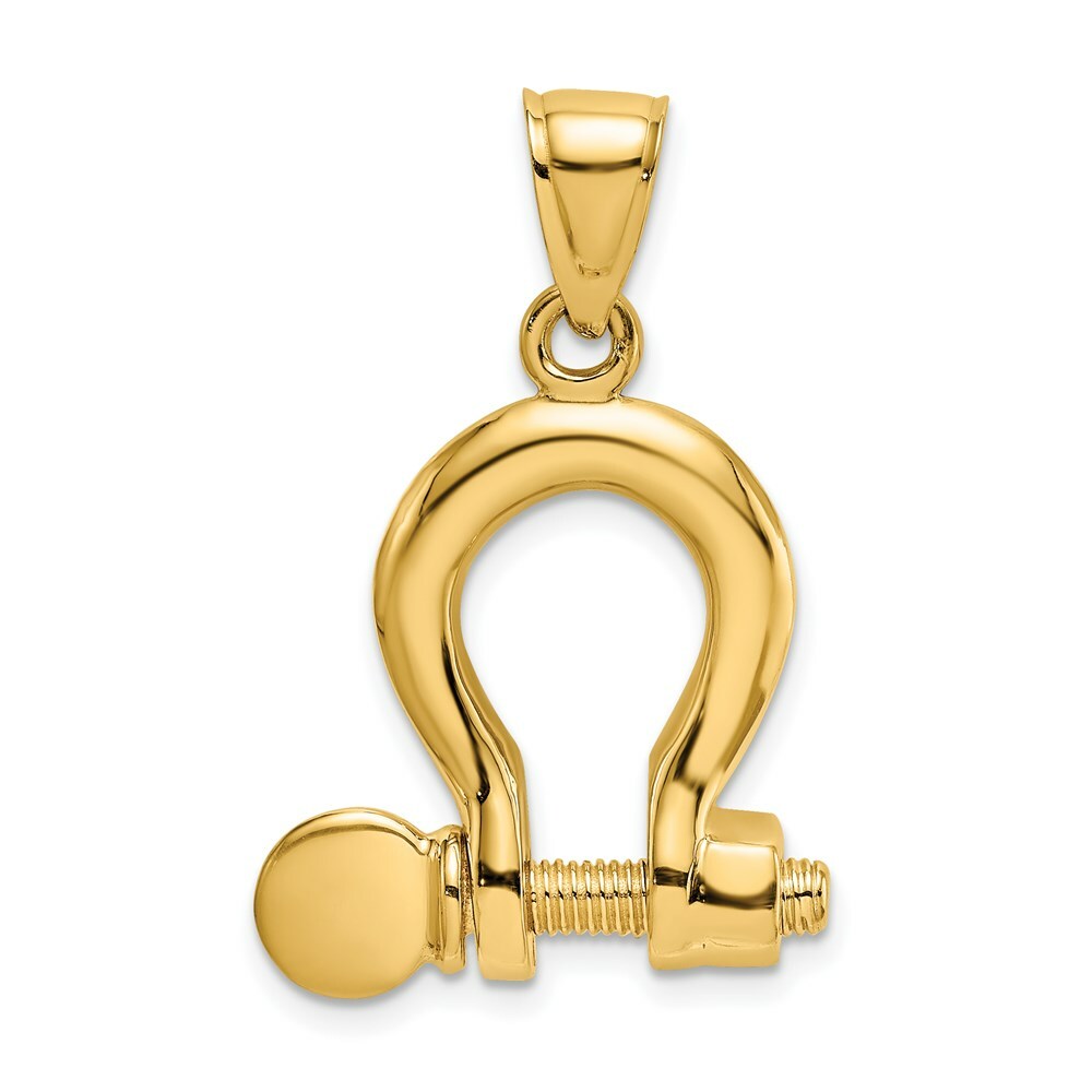 14K Yellow Gold 3-D Large Shackle Charm Pendant