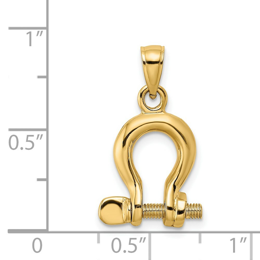 14K Yellow Gold 3-D MEDIUM Shackle Link Screw Charm Pendant