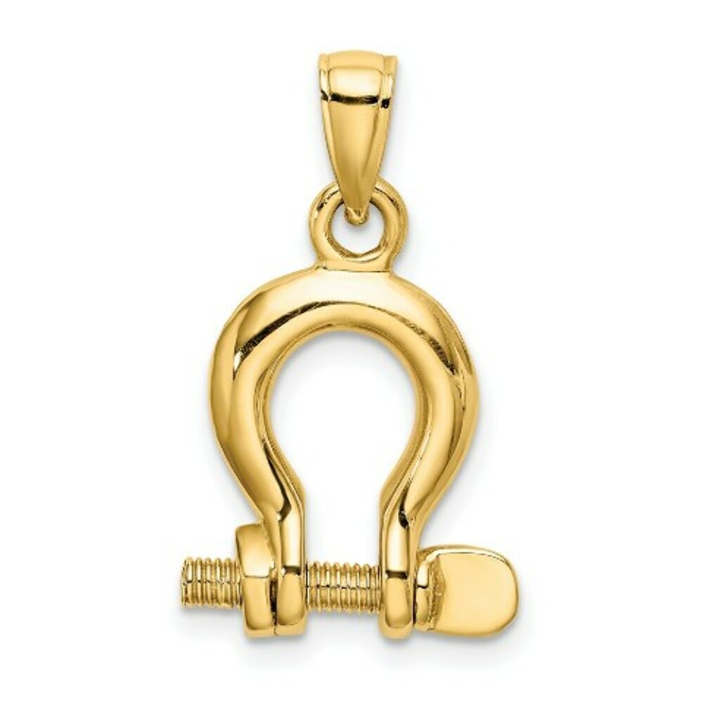 14K Yellow Gold 3-D MEDIUM Shackle Link Screw Charm Pendant