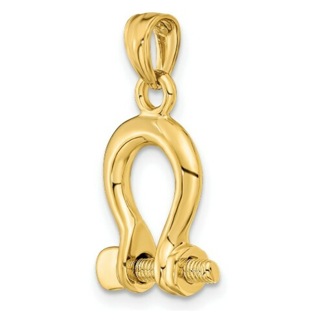14K Yellow Gold 3-D MEDIUM Shackle Link Screw Charm Pendant