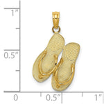 Load image into Gallery viewer, 14K Yellow Gold Polished Large MARCO ISLAND Double Flip-Flop Charm Pendant
