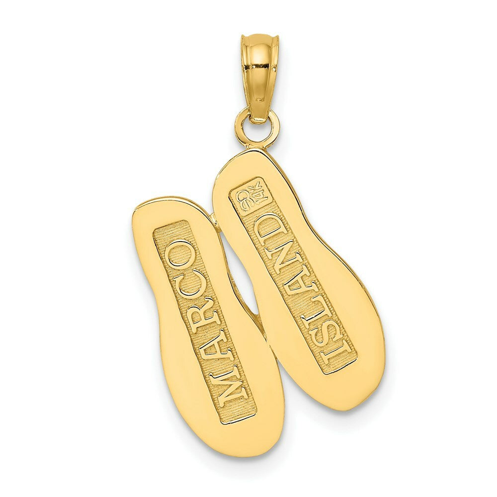 14K Yellow Gold Polished Large MARCO ISLAND Double Flip-Flop Charm Pendant