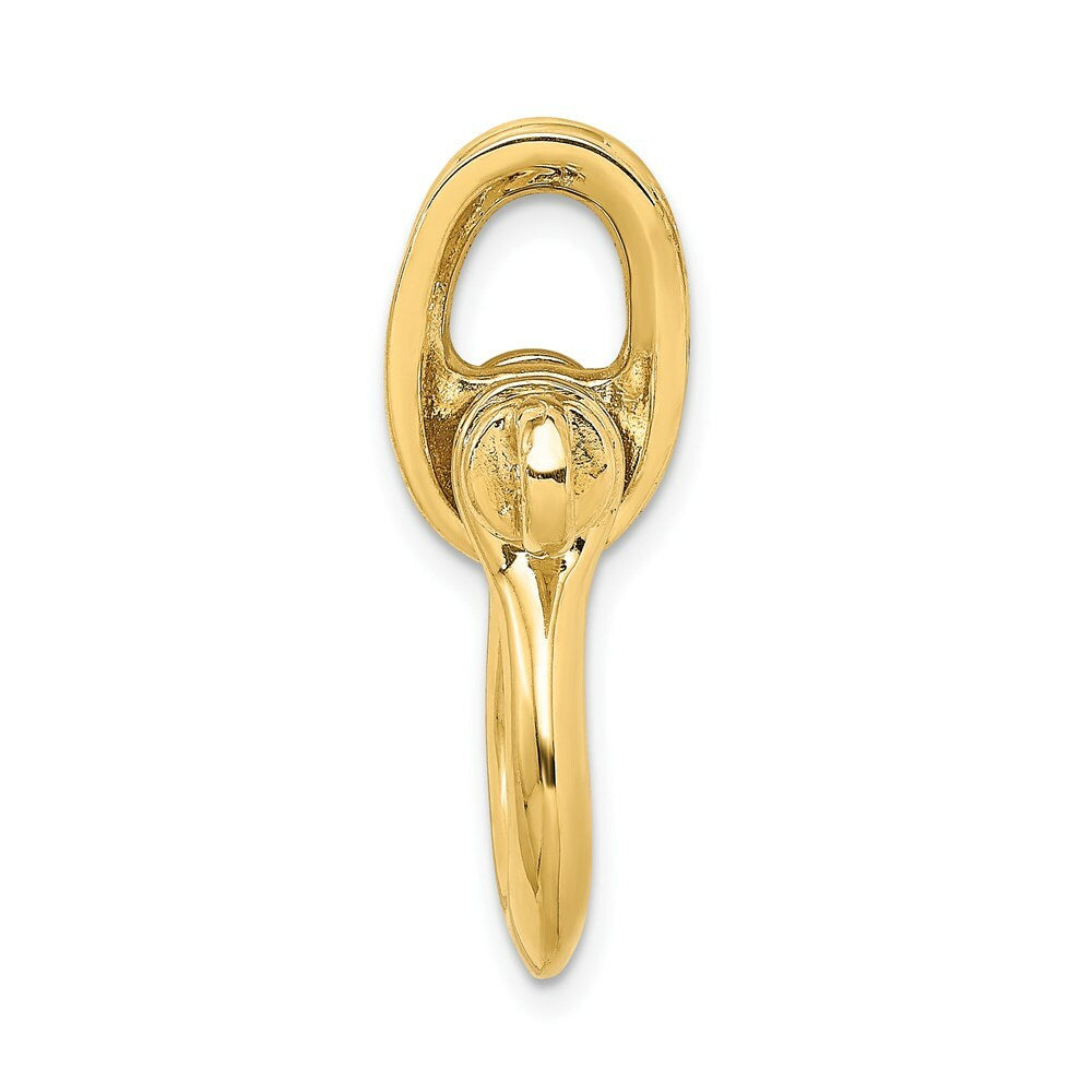 14K Yellow Gold 3-D LARGE Shackle With PULLEY BAIL Charm Pendant