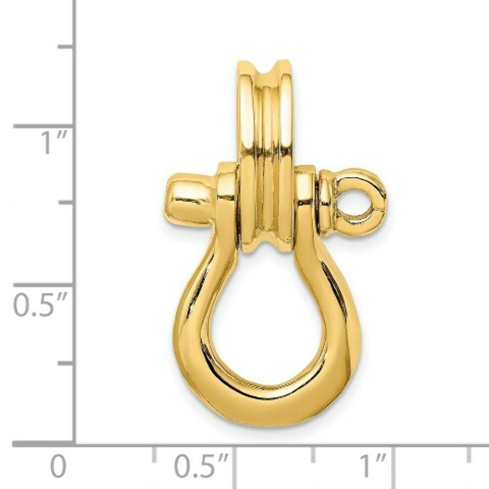 14K Yellow Gold 3-D LARGE Shackle With PULLEY BAIL Charm Pendant