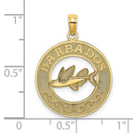 Load image into Gallery viewer, 14K Yellow Gold BARBADOS On Round Frame With Flying Fish Charm Pendant
