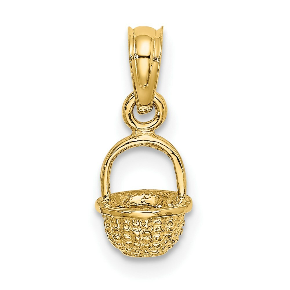14K Yellow Gold 3-D Mini BASKET Charm Pendant