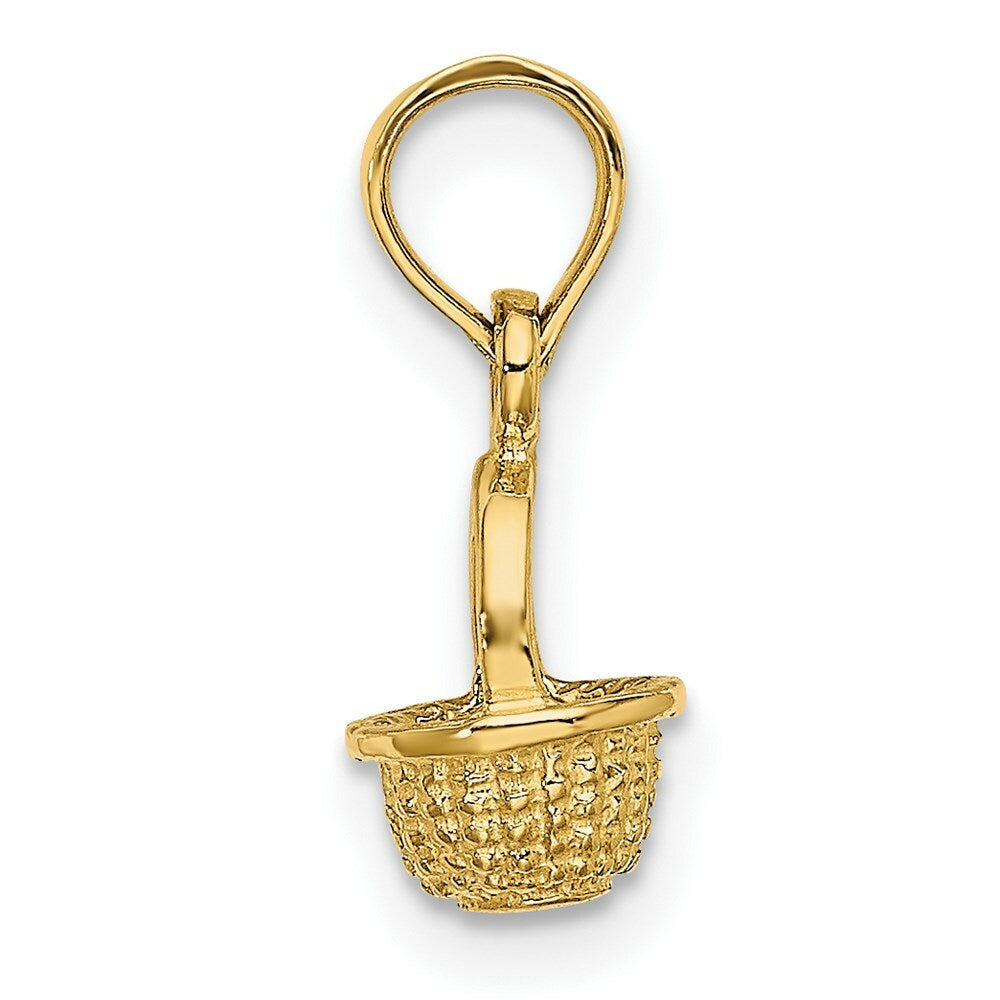 14K Yellow Gold 3-D Mini BASKET Charm Pendant