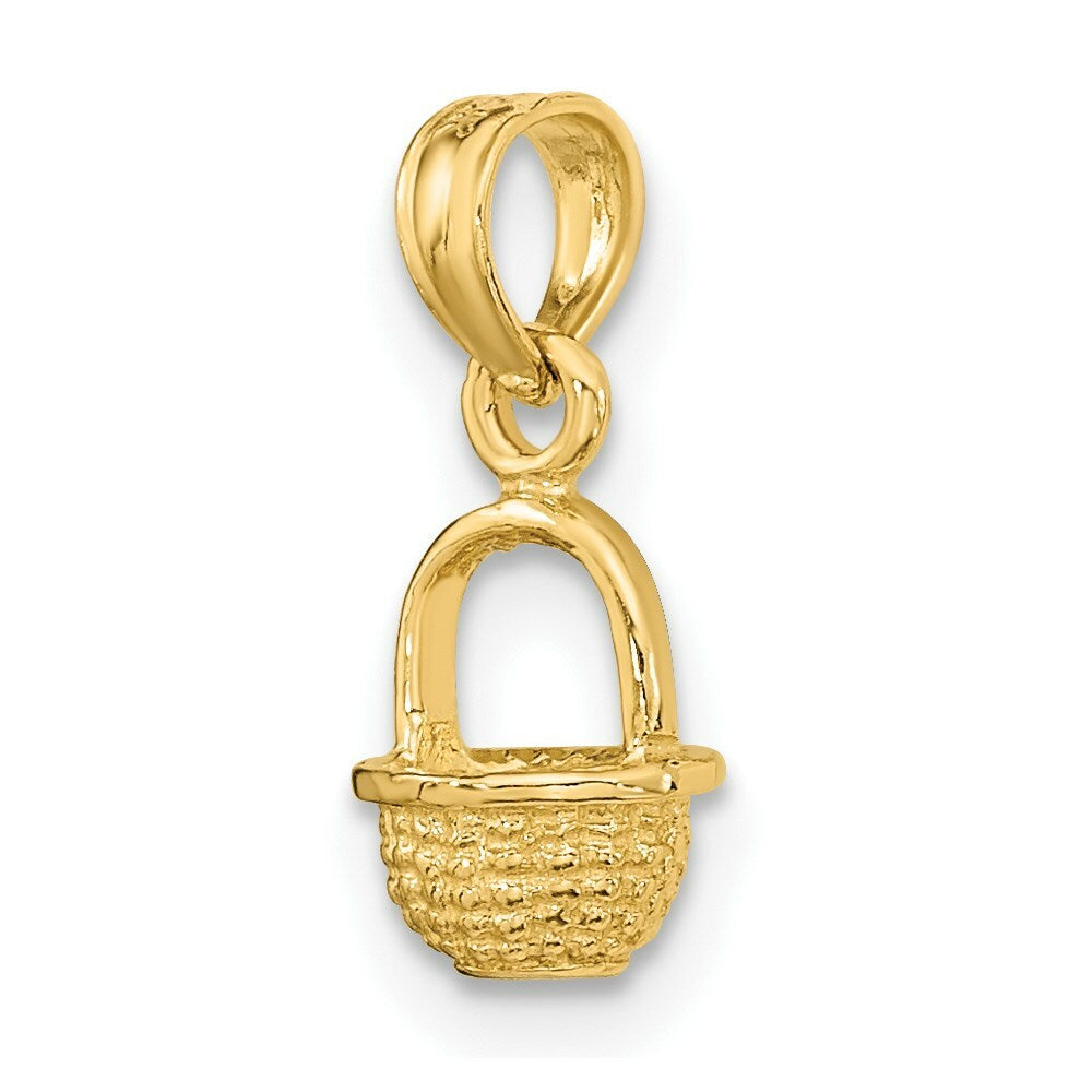 14K Yellow Gold 3-D Mini BASKET Charm Pendant