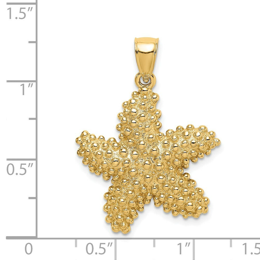 14K Yellow Gold Beaded Starfish Charm Pendant