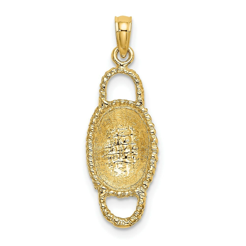 14K Yellow Gold 3-D 2 Handles Oval Basket Charm Pendant