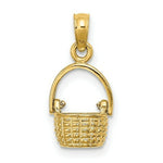 Load image into Gallery viewer, 14K Yellow Gold 3-D Moveable Handle Basket Charm Pendant
