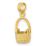Load image into Gallery viewer, 14K Yellow Gold 3-D Moveable Handle Basket Charm Pendant
