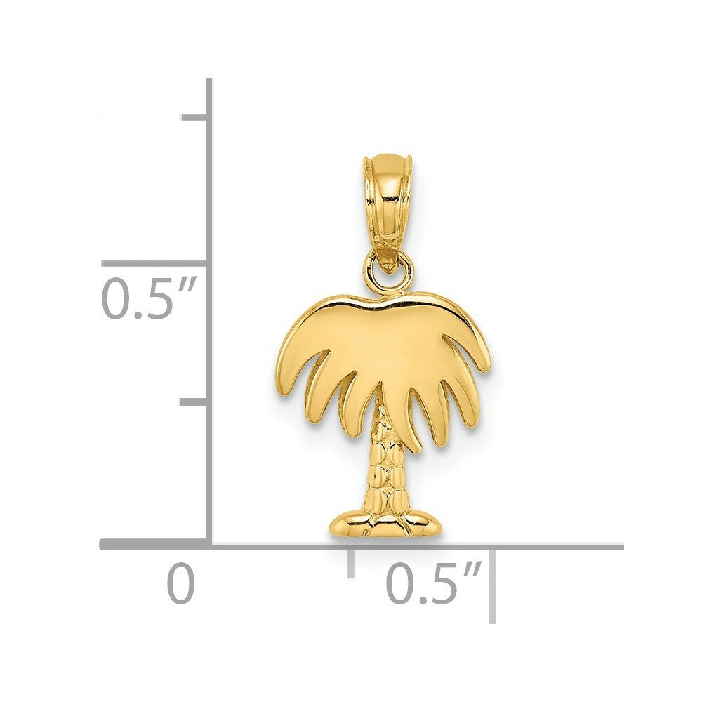 14K Yellow Gold Charleston Palm Tree Charm Pendant