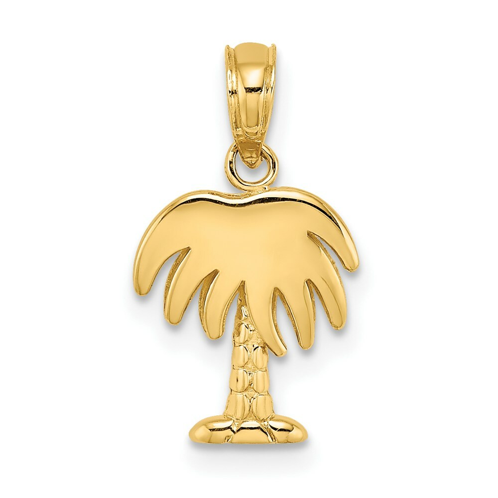 14K Yellow Gold Charleston Palm Tree Charm Pendant