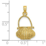 Load image into Gallery viewer, 14K Yellow Gold 3-D Moveable Handle Flower Basket Charm Pendant
