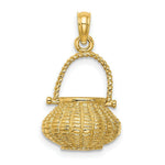 Load image into Gallery viewer, 14K Yellow Gold 3-D Moveable Handle Flower Basket Charm Pendant
