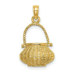 Load image into Gallery viewer, 14K Yellow Gold 3-D Moveable Handle Flower Basket Charm Pendant
