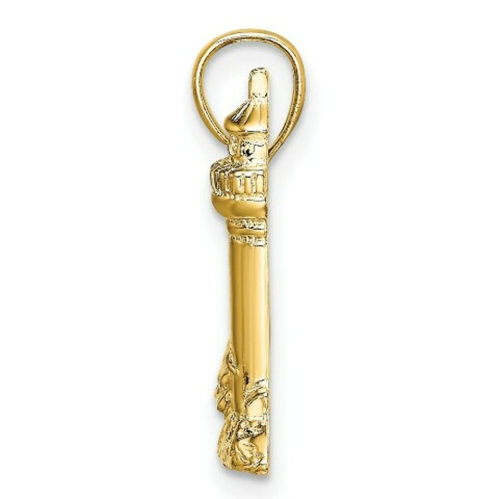 14K Yellow Gold 2-D NUBBLE LIGHTHOUSE Charm Pendant