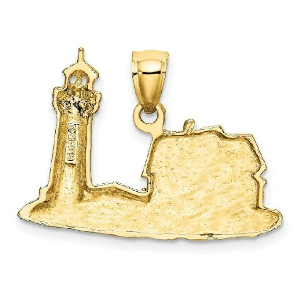14K Yellow Gold 2-D NUBBLE LIGHTHOUSE Charm Pendant