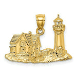 Load image into Gallery viewer, 14K Yellow Gold 2-D NUBBLE LIGHTHOUSE Charm Pendant
