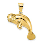 Load image into Gallery viewer, 14K Yellow Gold 2-D &amp; Polished Swimming Manatee Charm Pendant
