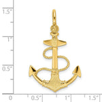 Load image into Gallery viewer, 14K Yellow Gold 3-D Textured Anchor With Rope &amp; Shackle Bail Charm Pendant
