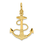 Load image into Gallery viewer, 14K Yellow Gold 3-D Textured Anchor With Rope &amp; Shackle Bail Charm Pendant
