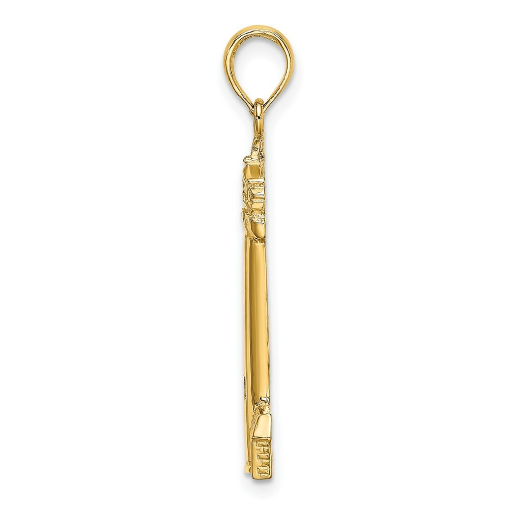 14K Yellow Gold 2-D & Polished CAPE MAY Lighthouse Charm Pendant