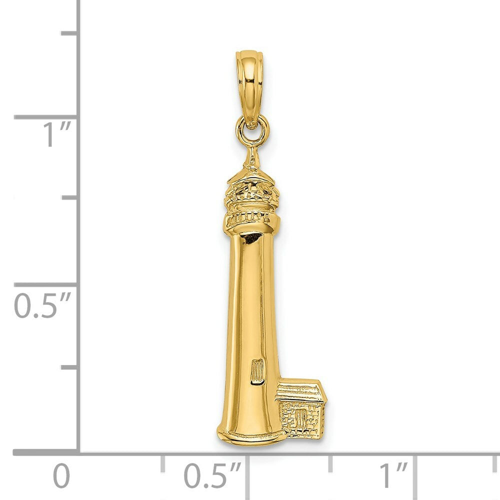 14K Yellow Gold 2-D & Polished CAPE MAY Lighthouse Charm Pendant