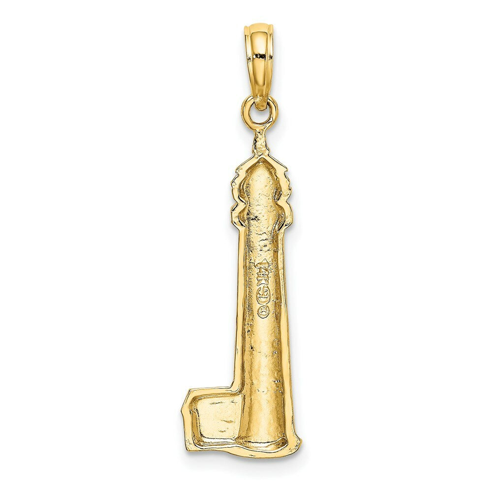14K Yellow Gold 2-D & Polished CAPE MAY Lighthouse Charm Pendant
